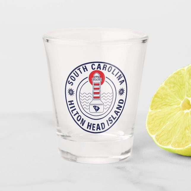 Vaso De Chupito Hilton Head Island Lighthouse Retro Sunset (Anverso)