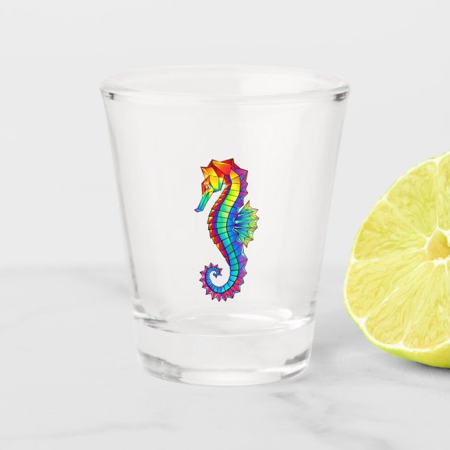 Vaso De Chupito Hipoahoría marino poligonal arcoiris (Anverso)