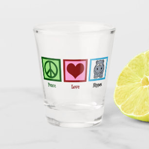 Vaso De Chupito Hipopótamos del amor de la paz