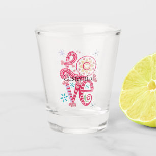 Vaso De Chupito Hippie Groovy Love Rótulo Thunder_Cove
