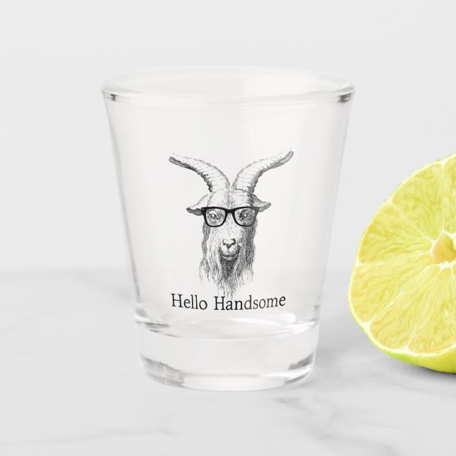 Vaso De Chupito Hipster Goat Hello Handsome (Anverso)