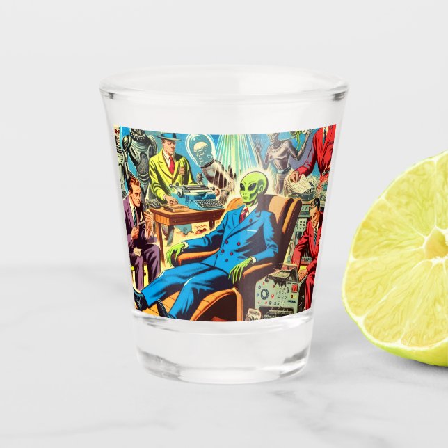 Vaso De Chupito Historietas Retro De Ufo Alien Sci-fi (Anverso)