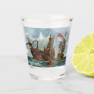 Vaso De Chupito HMS Nottingham y buque de guerra Mars 1703
