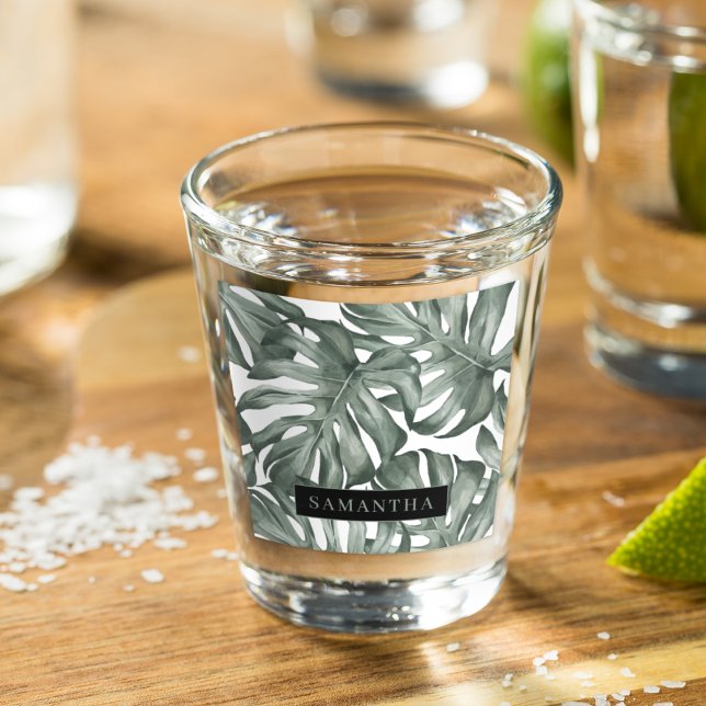 Vaso De Chupito Hoja Tropical de Monstera Personalizada (Subido por el creador)