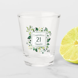 Vaso De Chupito Hoja verde de la acuarela - cualquier cumpleaños