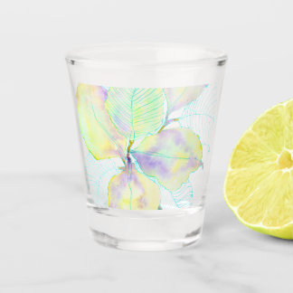 Vaso De Chupito Hojas Botánicas Acuarela Amarillo Verde Pastel