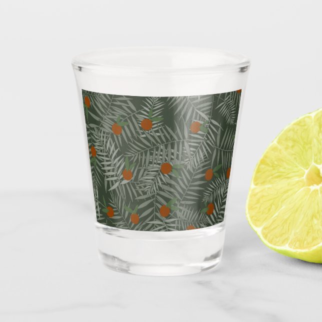 Vaso De Chupito Hojas de palma y Naranjas (Anverso)