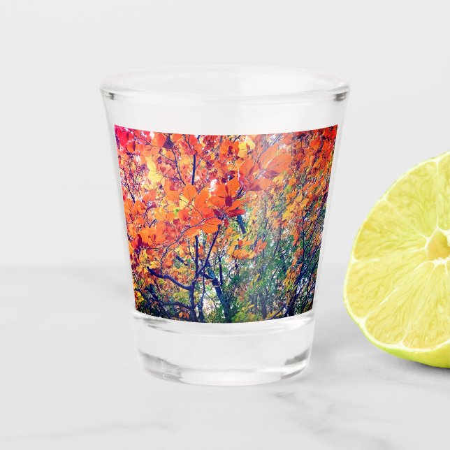 Vaso De Chupito hojas naranja y verde (Anverso)