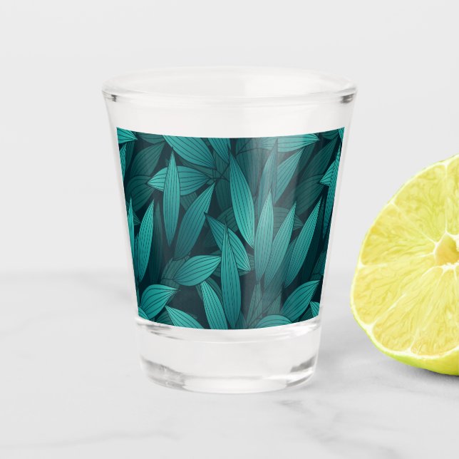 Vaso De Chupito Hojas tropicales degradadas (Anverso)