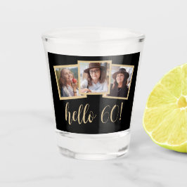 Vaso De Chupito Hola 60 3-Foto Cumpleaños Escritura Negra Dorada