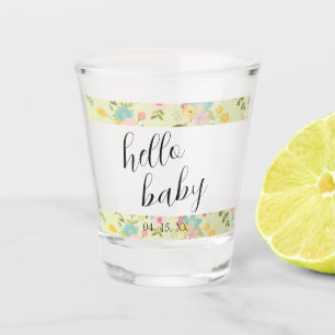 Vaso De Chupito Hola bebé con flores amarillas rosadas verdes