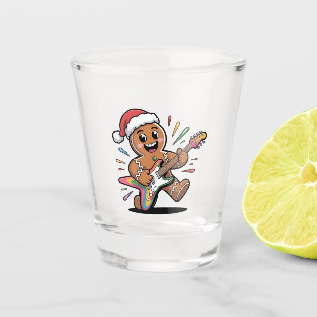 Vaso De Chupito Hombre de jengibre tocando guitarra eléctrica Sant (Anverso)