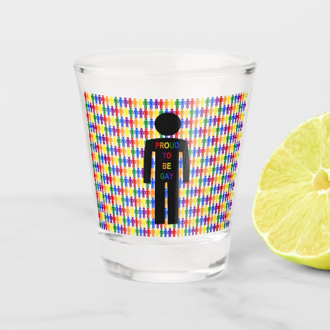 Vaso De Chupito Hombre gay LGBTQ Silhouette y hombres arcoiris (Anverso)