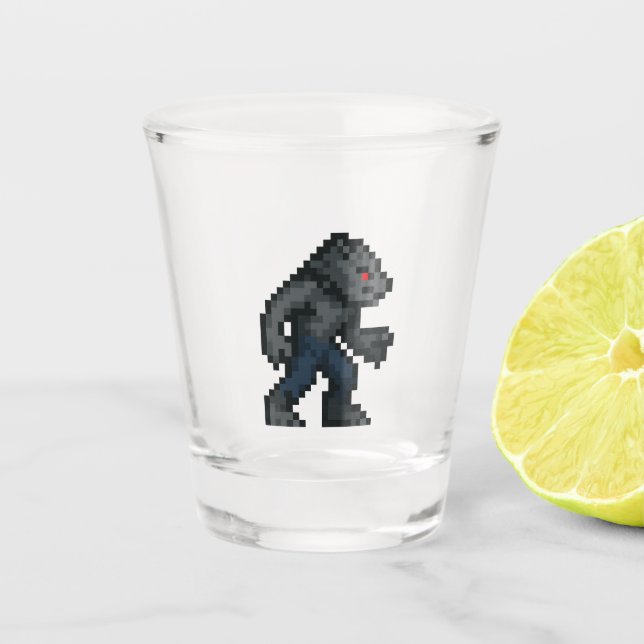 Vaso De Chupito Hombre lobo retro de 8 bits  (Anverso)