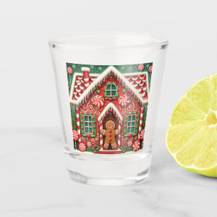 Vaso De Chupito Hombre y casa de pan de jengibre.