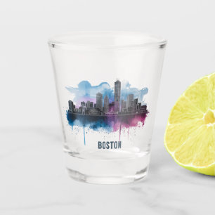 Vaso De Chupito Horizonte urbano de la ciudad de Boston, Boston Ma