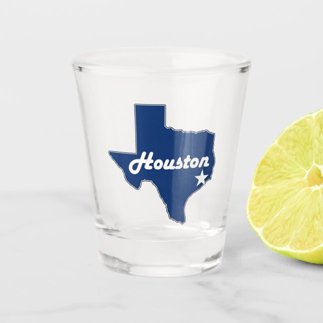 Vaso De Chupito Houston TX Lonestar State Map con Star (Anverso)