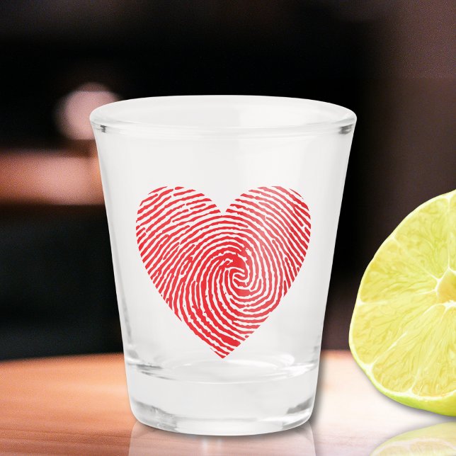 Vaso de chupito Huella dactilar roja corazón amor (Subido por el creador)