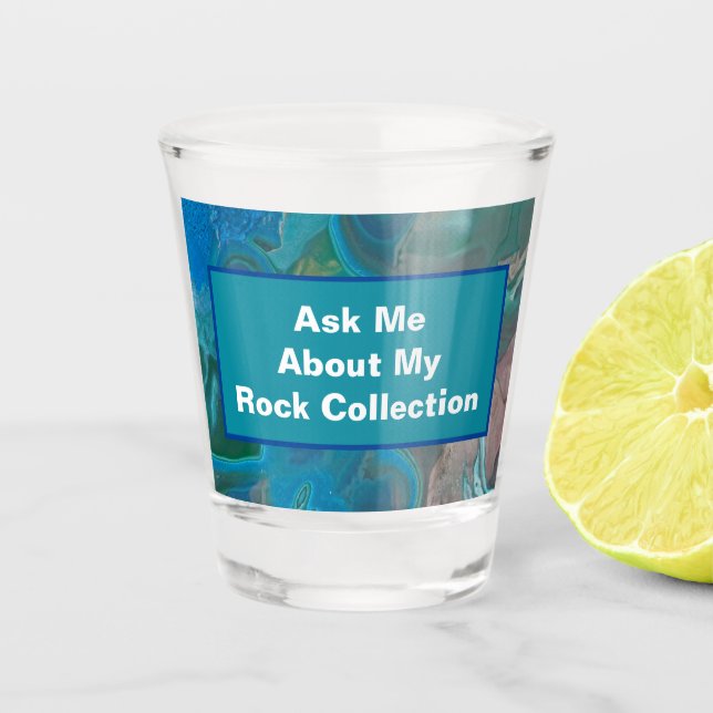 Vaso De Chupito Humor del coleccionista de rock Blue Green Marble  (Anverso)