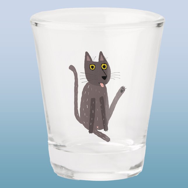 Vaso De Chupito Humor gato gracioso (Fun cat yoga shot glass)