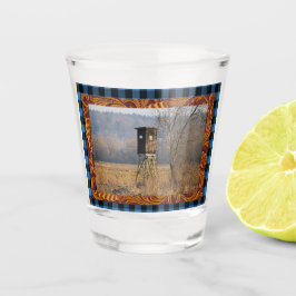 Vaso De Chupito Hunding Deer Stand 2 Woods Cubierta azul de cuero