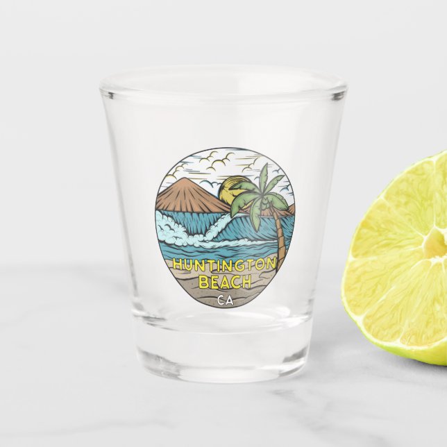 Vaso De Chupito Huntington Beach California Vintage (Anverso)