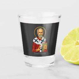 Vaso De Chupito Icono de la letra serbia ortodoxa de San Nicolás