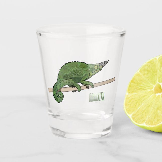 Vaso De Chupito Ilustracion chameleon personalizado de Jackson (Anverso)