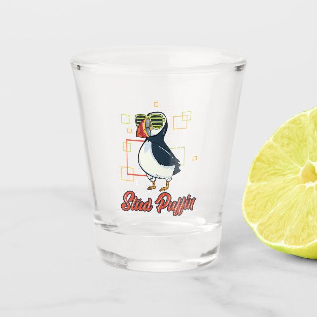 Vaso De Chupito Ilustración de ave marina Stud Puffin (Anverso)