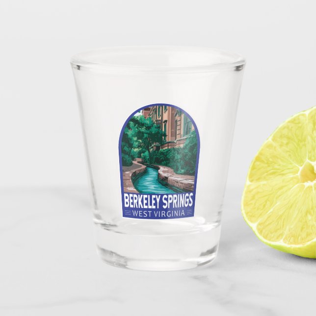 Vaso De Chupito Ilustración de Berkeley Springs West Virginia Viaj (Anverso)