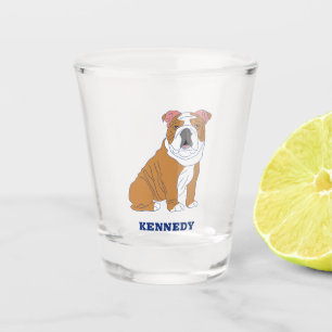 Vaso De Chupito Ilustracion de Bulldog inglés personalizado