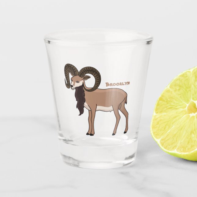 Vaso De Chupito Ilustracion de cabra de Mouflon (Anverso)