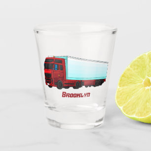 Vaso De Chupito Ilustracion de camión de remolques rojos