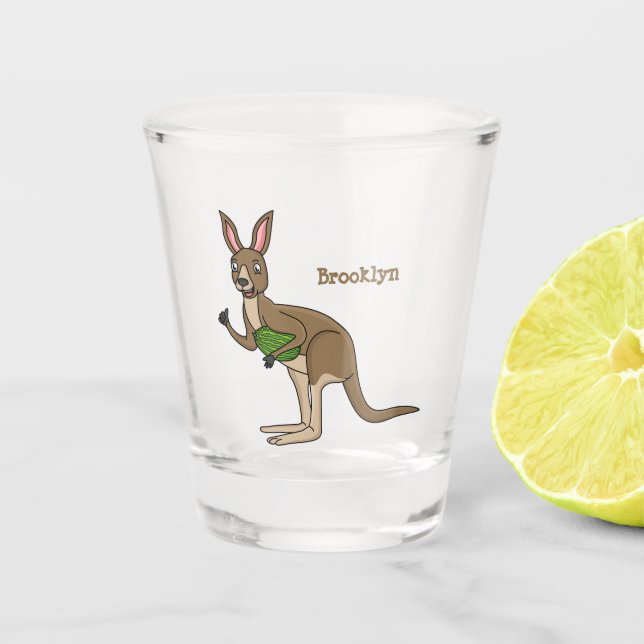 Vaso De Chupito Ilustracion de canguro australiano bastante feliz (Anverso)