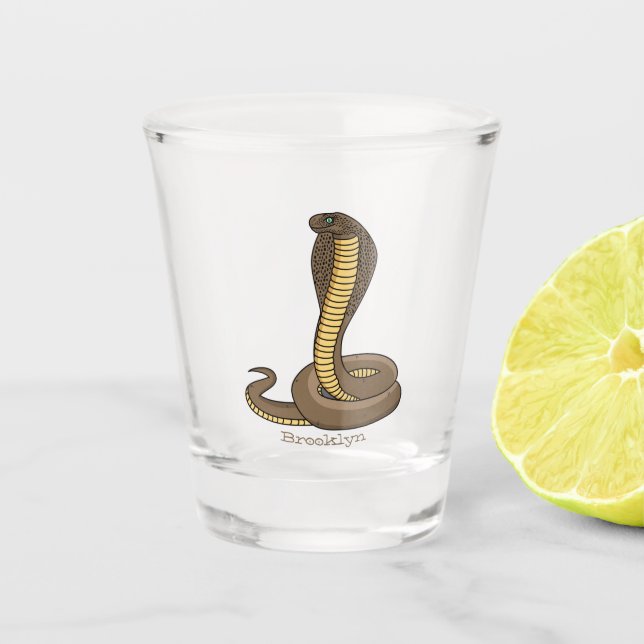 Vaso De Chupito Ilustracion de cobra marrón (Anverso)