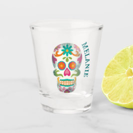 Vaso De Chupito Ilustracion de cráneo de azúcar personalizado