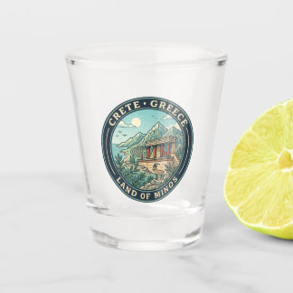Vaso De Chupito Ilustración de Creta Grecia Arte de Viaje Insignia