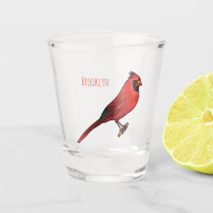 Vaso De Chupito Ilustración de dibujos animados de pájaro cardenal