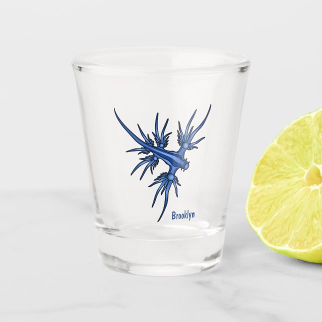 Vaso De Chupito Ilustracion de dragón azul (Anverso)