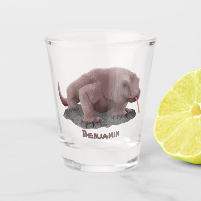 Vaso De Chupito Ilustracion de dragón de Komodo (Anverso)
