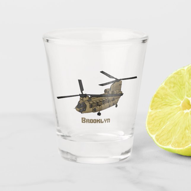 Vaso De Chupito Ilustracion de helicópteros militares de Chinook (Anverso)