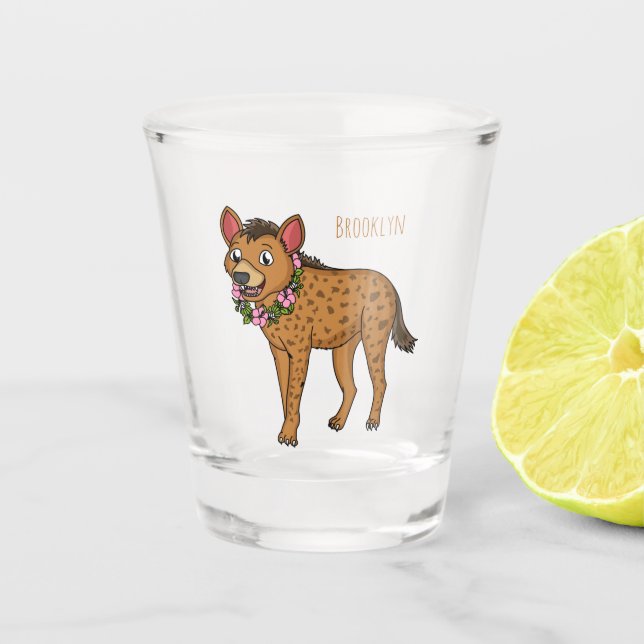 Vaso De Chupito Ilustracion de hiena y flores personalizado (Anverso)