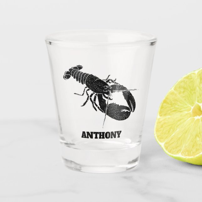 Vaso De Chupito Ilustracion de langosta negro personalizado (Anverso)