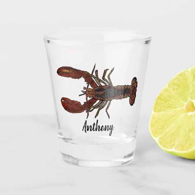 Vaso De Chupito Ilustracion de langosta realista personalizado (Anverso)