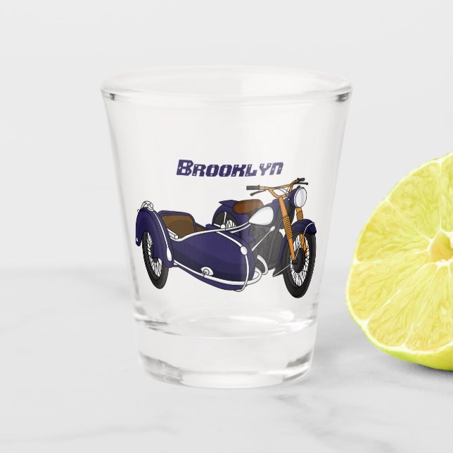 Vaso De Chupito Ilustracion de motocicleta púrpura de Sidecar (Anverso)