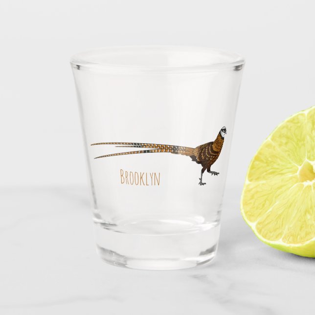 Vaso De Chupito Ilustracion de pájaro faisán de Reeves (Anverso)