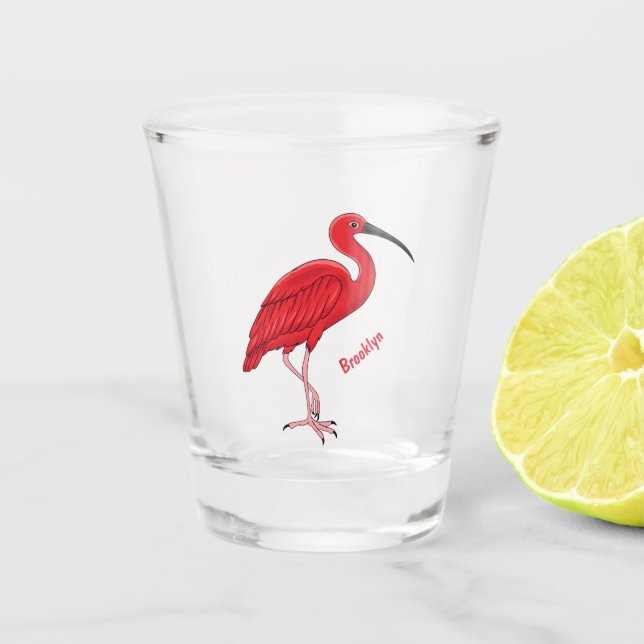 Vaso De Chupito Ilustracion de pájaro ibis de escarlata personaliz (Anverso)