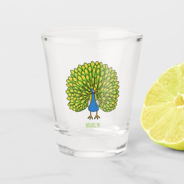 Vaso De Chupito Ilustracion de pájaro pavo real (Anverso)