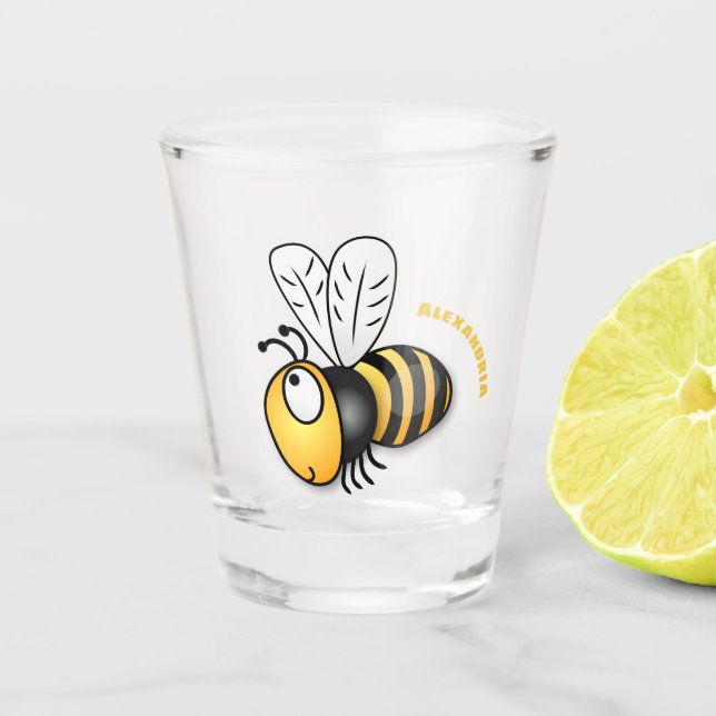 Vaso De Chupito Ilustracion de personalizado de abejas alegres (Anverso)