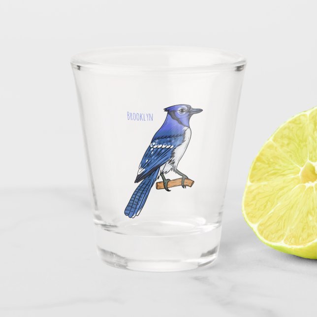 Vaso De Chupito Ilustracion de personalizado de ave azul jay (Anverso)
